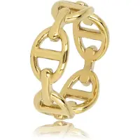 My Bendel - Goudkleurige Ring met Schakels - Stijlvol en Modern Sieraad - met Luxe Cadeauverpakking | Sieraden Voor Dames | Maat 16.00 Mm / Maat 50