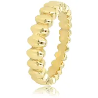 My Bendel - Goudkleurige Design Ring met Ovaaltjes - Goudkleurige Ring - Ovaalvormige Details - Subtiele Elegantie - met Luxe Cadeauverpakking | Sieraden Voor Dames | Maat 17.00 Mm / Maat 53