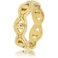 My Bendel - Goudkleurige Gevlochten Open Ring - Tijdloze Stijl en Elegantie - met Luxe Cadeauverpakking | Sieraden Voor Dames | Maat 16.00 Mm / Maat 50