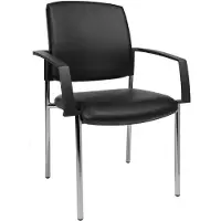 Topstar BtoB 10 bezoekersstoel, kunstleer, desinfectiebestendig, stapelbaar, met armleuningen, set van 2, zwart