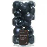 Décoris Kerstballen set 30-delig | kunststof/onbreekbaar | nachtblauw | diverse maten