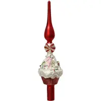 Décoris Gedecoreerde cupcake kerstpiek van glas | multicolor | 29cm