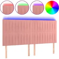 vidaXL Hoofdbord LED 160x5x118/128 cm fluweel roze