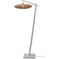 Good&Mojo Vloerlamp Tanami, wit / opaal, Woon-/ Eetkamer, Bamboe, vloerlamp hout