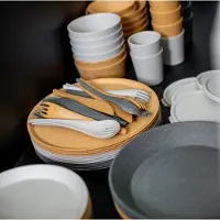 Koziol Bio-Circulair - Move Rio Bestekset 3-Delig Set van 6 Stuks - Bio Circulair Kunststof - Grijs