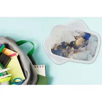 MuchoWow Broodtrommel Wit - Lunchbox - Brooddoos - Marmer - Blauw - Goud - 18x12x6 cm - Volwassenen