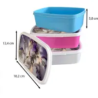 MuchoWow Broodtrommel Blauw - Lunchbox - Brooddoos - Goud - Paars - Marmer - 18x12x6 cm - Kinderen - Jongen