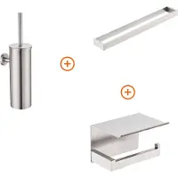 Guido Gusto Toilet accessoires set volledig Rvs design met beugel