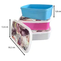 MuchoWow Broodtrommel Blauw - Lunchbox - Brooddoos - Marmer - Rood - Paars - Goud - 18x12x6 cm - Kinderen - Jongen