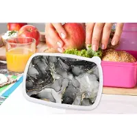 MuchoWow Broodtrommel Roze - Lunchbox - Brooddoos - Marmer - Zwart - Goud - Grijs - 18x12x6 cm - Kinderen - Meisje