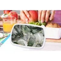 MuchoWow Broodtrommel Wit - Lunchbox - Brooddoos - Luxe - Marmer - Groen - 18x12x6 cm - Volwassenen
