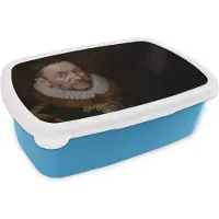 MuchoWow Broodtrommel Blauw - Lunchbox Willem van Oranje - Schilderij - Oude meesters - Kunst - Brooddoos 18x12x6 cm - Brood lunch box - Broodtrommels voor kinderen en volwassenen