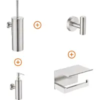 Guido Gusto Toilet accessoires set Rvs design met zeepdispenser