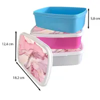 MuchoWow Broodtrommel Blauw - Lunchbox - Brooddoos - Goud - Marmer - Roze - 18x12x6 cm - Kinderen - Jongen