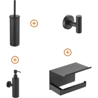 Guido Gusto Toilet accessoires set Mat zwart exclusief met zeepdispenser
