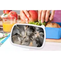 MuchoWow Broodtrommel Blauw - Lunchbox - Brooddoos - Grijs - Luxe - Goud - Marmer - 18x12x6 cm - Kinderen - Jongen