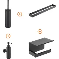 Guido Gusto Toilet accessoires set Mat zwart exclusief met beugel en zeepdispenser