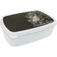 MuchoWow Broodtrommel Wit - Lunchbox Bloemen - Eelke Jelles Eelkema - Oude meesters - Brooddoos 18x12x6 cm - Brood lunch box - Broodtrommels voor kinderen en volwassenen
