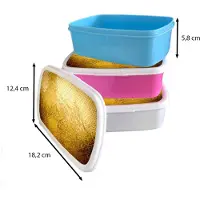 MuchoWow Broodtrommel Wit - Lunchbox Goud - Design - Abstract - Brooddoos 18x12x6 cm - Brood lunch box - Broodtrommels voor kinderen en volwassenen