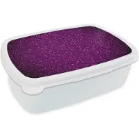 MuchoWow Broodtrommel Wit - Lunchbox Paars - Roze - Patronen - Abstract - Brooddoos 18x12x6 cm - Brood lunch box - Broodtrommels voor kinderen en volwassenen