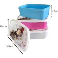 MuchoWow Broodtrommel Blauw - Lunchbox - Brooddoos - Rood - Marmer - Goud - 18x12x6 cm - Kinderen - Jongen