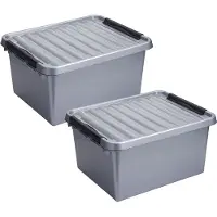 Sunware Q-Line opbergbox 36L - Set van 2 - Metaal/Zwart