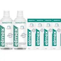 Elmex Sensitive Voordeelverpakking - 2 x 400 ml Mondwater & 4 x 75 ml Sensitive Tandpasta