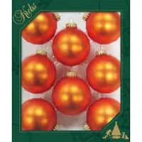 Merkloos Krebs Kerstballen - 8x st - velvet oranje - 7 cm - glas - Kerstbal