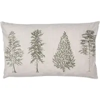 Clayre & Eef Kussenhoes 30x50 cm Beige Groen Polyester Dennenbomen Sierkussenhoes Beige Sierkussenhoes