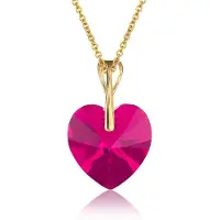 Montebello Ketting Pim HZ109 - Swarovski Hart - 925 Zilver Verguld - Ø14mm - 45cm