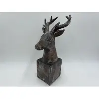 Home Sweet Home Decoratiebeeld Hert Isaac op sokkel bruin zwart steen maat L 32 x 16 cm | 790285 | Countryfield | Stoer & Sober Woonstijl