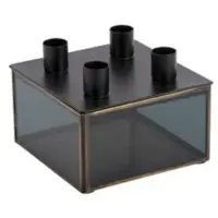 PT Living Kaarshouder Boxed Square Glass Black