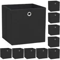 vidaXL Opbergboxen, 10 stuks, vliesmateriaal, 32 x 32 x 32 cm, zwart