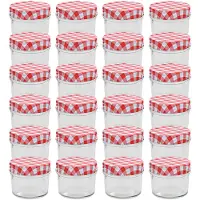 vidaXL Jampotten met wit met rode deksels 24 st 110 ml glas
