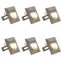 vidaXL Buitenwandlampen, 6 stuks, LED, 2W, zilver, vierkant