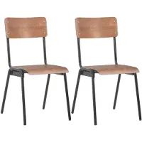 vidaXL Eetkamerstoelen 2 st massief multiplex staal bruin