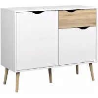 Ebuy24 Dressoir Napoli met 1 lade en 2 deurtjes wit eiken.