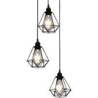 Kamome vidaXL Plafondlamp met diamantdesign, zwart, 3 x E27 lampen