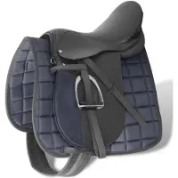 vidaXL Echt lederen paardrijzadel 16" 14 cm (5-in-1 set, zwart)