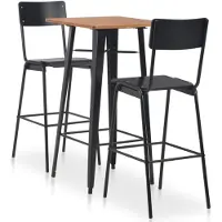 vidaXL 3-delige barset, staal, zwart