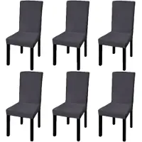 vidaXL Stoelhoezen 6 st stretch recht antracietkleurig