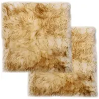 vidaXL Stoelkussens 2 st 40x40 cm echt schapenvacht gemêleerd bruin