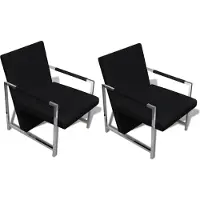 vidaXL Fauteuils 2 st met chroom frame kunstleer zwart