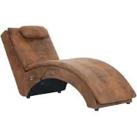 vidaXL Massage chaise longue met kussen kunstsuède bruin