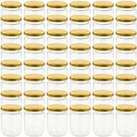 vidaXL Jampotten met goudkleurige deksels 48 st 230 ml glas