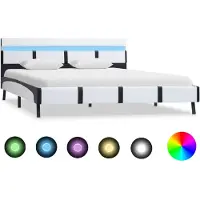 vidaXL Bedframe met LED-verlichting, wit kunstleer, 140x200 cm