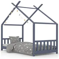 vidaXL Kinderbedframe massief grenenhout grijs 70x140 cm