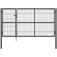 vidaXL Poort met palen 350x140 cm staal antraciet