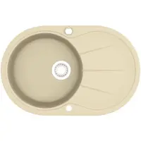 vidaXL Gootsteen enkele bak ovaal graniet beige