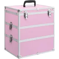 vidaXL Make-up koffer 37x24x40 cm aluminium roze